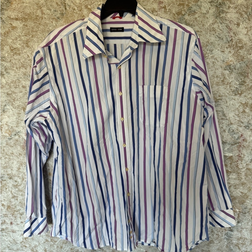 Otto Kern Men's Multicolor Striped Casual Shirt